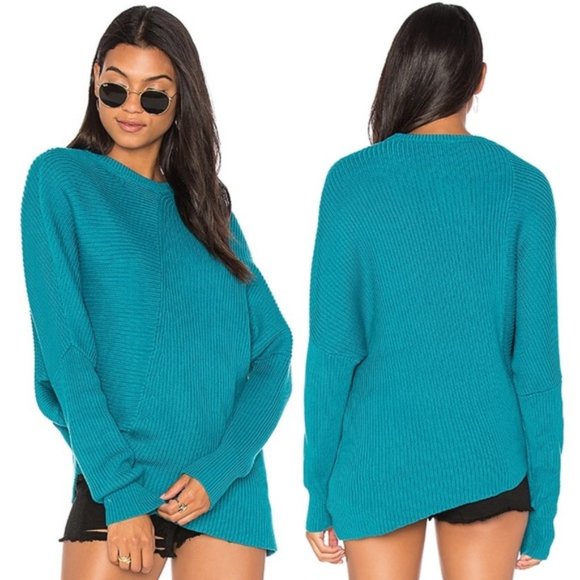 Free People Sweaters - Free People Downtown Ribbed Asymmetrical Pullover Sweater Oversize Size Medium M